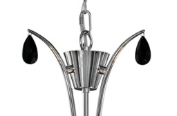 Andrea Ceiling Pendant 67cm Round, Polished Chrome, White Shades, Black Crystal Droplets - thumbnail 5