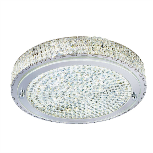 LED 1 Light Large Flush Ceiling Light Chrome, Crystal - image 1