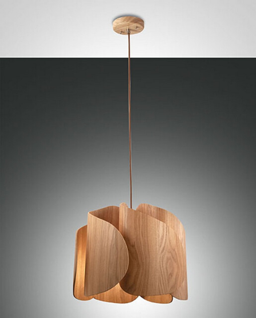 Pevero Pendant Ceiling Light Ash Wood Glass, E27 - image 1