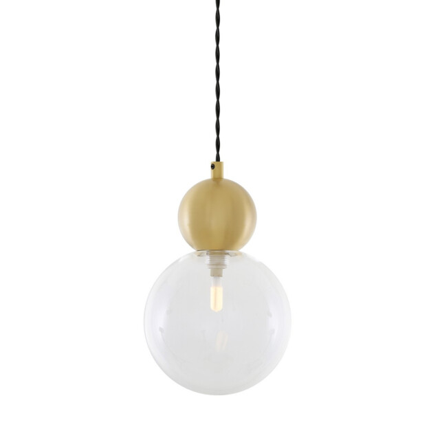 Helena Globe Pendant, Satin Brass, Clear Glass