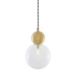 Helena Globe Pendant, Satin Brass, Clear Glass