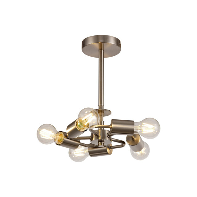 Baymont 28cm Satin Nickel 5 Light E27 Universal Semi Flush Fixture, Suitable For A Vast Selection Of Shades - image 1