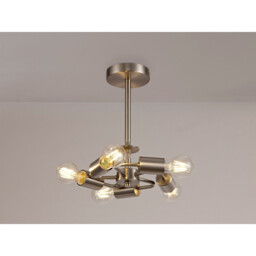 Baymont 28cm Satin Nickel 5 Light E27 Universal Semi Flush Fixture, Suitable For A Vast Selection Of Shades - thumbnail 2
