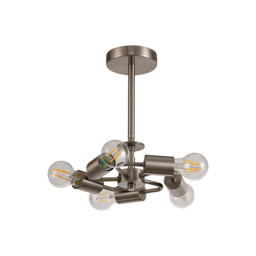 Baymont 28cm Satin Nickel 5 Light E27 Universal Semi Flush Fixture, Suitable For A Vast Selection Of Shades - thumbnail 5