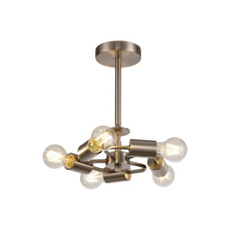 Baymont 28cm Satin Nickel 5 Light E27 Universal Semi Flush Fixture, Suitable For A Vast Selection Of Shades - thumbnail 1