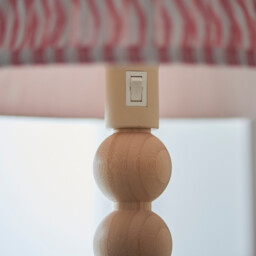 Cane Natural Bamboo Floor Lamp with Coral Pink Fabric Ripple Shade 40cm E27 - thumbnail 5