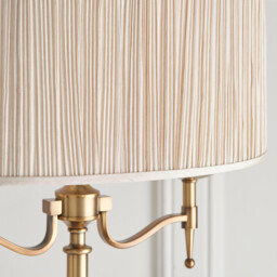 Stanford 2 Light Floor Lamp Antique Brass with Beige Shade, E14 - thumbnail 5