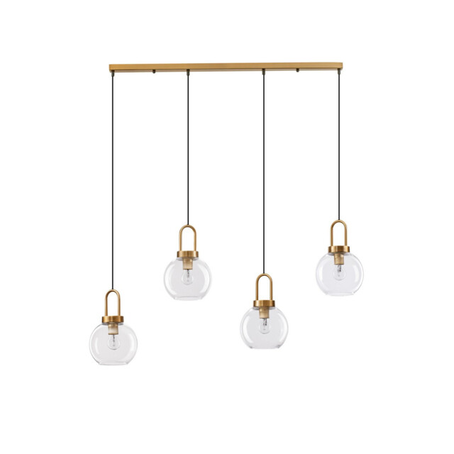 Irvine 4 Light Bar Pendant Ceiling Light Clear Glass Black Cord Brass Gold Metal LED E27 - image 1