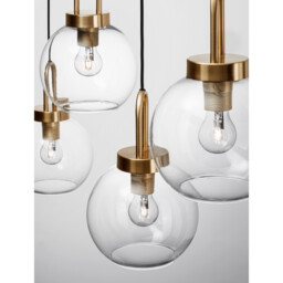 Irvine 4 Light Bar Pendant Ceiling Light Clear Glass Black Cord Brass Gold Metal LED E27 - thumbnail 5