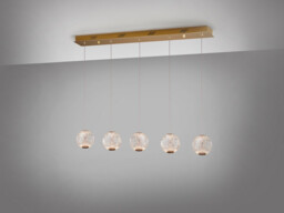 Austral Modern Bar 5 Light LED Hanging Pendant Light, Spherical Carved Crystal Globes, 1264lm, 3200K - thumbnail 3