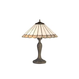 Worcester 2 Light Curved Table Lamp E27 With 40cm Tiffany Shade, Grey, Crystal, Aged Antique Brass - thumbnail 1