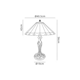 Worcester 2 Light Curved Table Lamp E27 With 40cm Tiffany Shade, Grey, Crystal, Aged Antique Brass - thumbnail 2