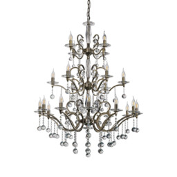 Zinta Pendant 3 Tier 22 Light E14 Antique Brass/Crystal, (ITEM REQUIRES CONSTRUCTION/CONNECTION) Item Weight: 26.4kg - thumbnail 3
