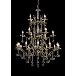 Zinta Pendant 3 Tier 22 Light E14 Antique Brass/Crystal, (ITEM REQUIRES CONSTRUCTION/CONNECTION) Item Weight: 26.4kg - thumbnail 2