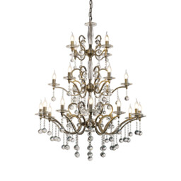 Zinta Pendant 3 Tier 22 Light E14 Antique Brass/Crystal, (ITEM REQUIRES CONSTRUCTION/CONNECTION) Item Weight: 26.4kg - thumbnail 1
