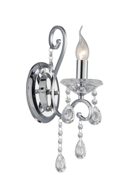 Vela Wall Lamp Switched 1 Candle Light Polished Chrome, Crystal - image 1