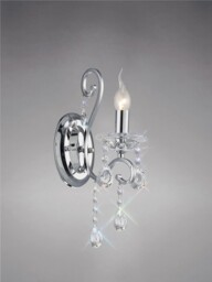 Vela Wall Lamp Switched 1 Candle Light Polished Chrome, Crystal - thumbnail 2