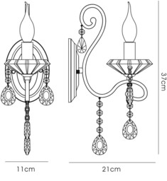 Vela Wall Lamp Switched 1 Candle Light Polished Chrome, Crystal - thumbnail 3