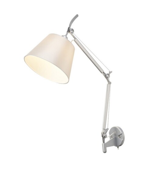 Karis Adjustable Switched Wall Light 1 Light E27 Silver, Polished Chrome c, w Cream Pearl Shade - image 1