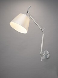 Karis Adjustable Switched Wall Light 1 Light E27 Silver, Polished Chrome c, w Cream Pearl Shade - thumbnail 2