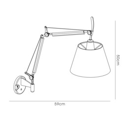 Karis Adjustable Switched Wall Light 1 Light E27 Silver, Polished Chrome c, w Cream Pearl Shade - thumbnail 3