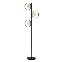 3 Light Matt Black And Gold Leaf Floor Light With Opal Glass - thumbnail 2