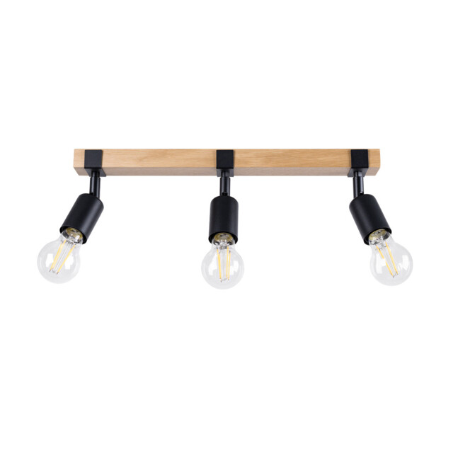 Zuca Modern Ceiling Spotlight Bar Wood, Black 3x E27 - image 1