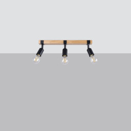 Zuca Modern Ceiling Spotlight Bar Wood, Black 3x E27 - thumbnail 2