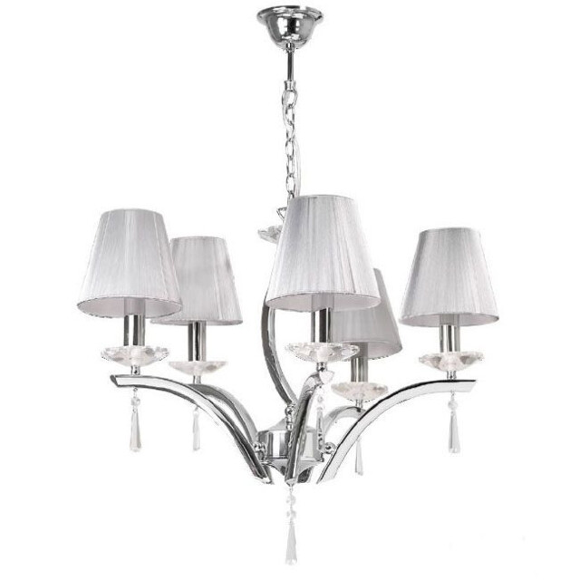 ORCHESTRA 5 Light Chandeliers with Shades Chrome, K9 Crystals With Fabric 60x50cm - image 1
