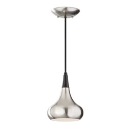Beso 1 Light Dome Ceiling Pendant Brushed Steel, E27 - thumbnail 1