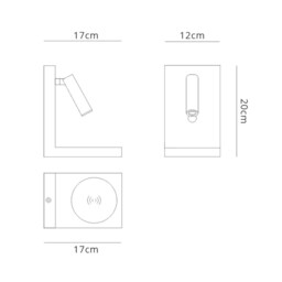 Zanzibar Reader Wall Lamp Switched With Mobile Phone Induction Charger, 3W LED, 3000K, 210lm, Sand White - thumbnail 2