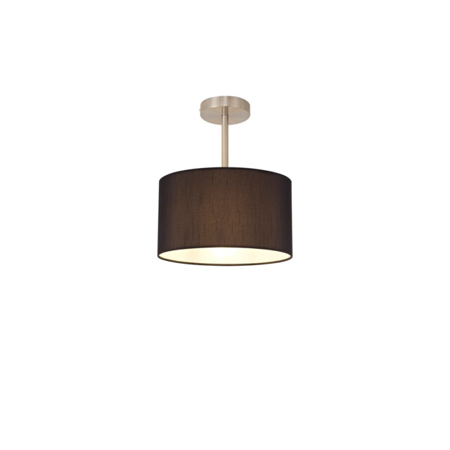 Baymont Satin Nickel E27 Semi Flush With 30cm x 17cm Faux Silk Shade, Black/White Laminate - image 1