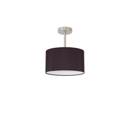 Baymont Satin Nickel E27 Semi Flush With 30cm x 17cm Faux Silk Shade, Black/White Laminate - thumbnail 5