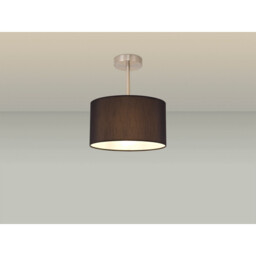 Baymont Satin Nickel E27 Semi Flush With 30cm x 17cm Faux Silk Shade, Black/White Laminate - thumbnail 2