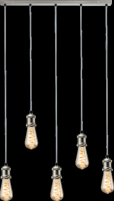 Knightsbridge CALLA - 230V E27 Vintage 5 Light Bar Pendant - Brushed Chrome - CALVI5BBC - image 1