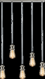Knightsbridge CALLA - 230V E27 Vintage 5 Light Bar Pendant - Brushed Chrome - CALVI5BBC - thumbnail 1