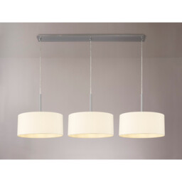 Baymont Satin Nickel 3 Light E27 Linear Pendant With 40cm x 18cm Faux Silk Shade, Ivory Pearl/White Laminate - thumbnail 2