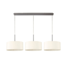 Baymont Satin Nickel 3 Light E27 Linear Pendant With 40cm x 18cm Faux Silk Shade, Ivory Pearl/White Laminate - thumbnail 5