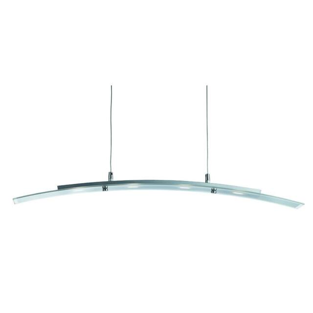 LED Ceiling Pendant Bar Light Satin Silver, Glass 4 Curved - image 1