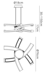 Knot Ceiling Pendant 36W LED 3000K, 3600lm, Gloss White, White Acrylic, Polished Chrome - thumbnail 2