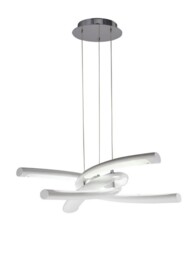 Knot Ceiling Pendant 36W LED 3000K, 3600lm, Gloss White, White Acrylic, Polished Chrome