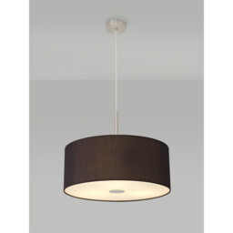 Baymont Satin Nickel E27 Single Pendant With 50cm Faux Silk Shade, Black/White Laminate - thumbnail 2
