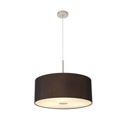 Baymont Satin Nickel E27 Single Pendant With 50cm Faux Silk Shade, Black/White Laminate - thumbnail 5