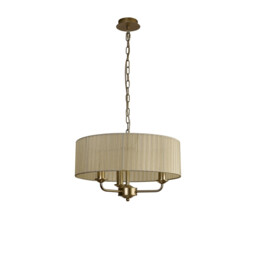 Banyan 3 Light Multi Arm Pendant With 45cm x 15cm Organza Shade Champagne Gold/Cream - thumbnail 5