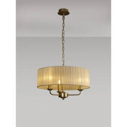 Banyan 3 Light Multi Arm Pendant With 45cm x 15cm Organza Shade Champagne Gold/Cream - thumbnail 2