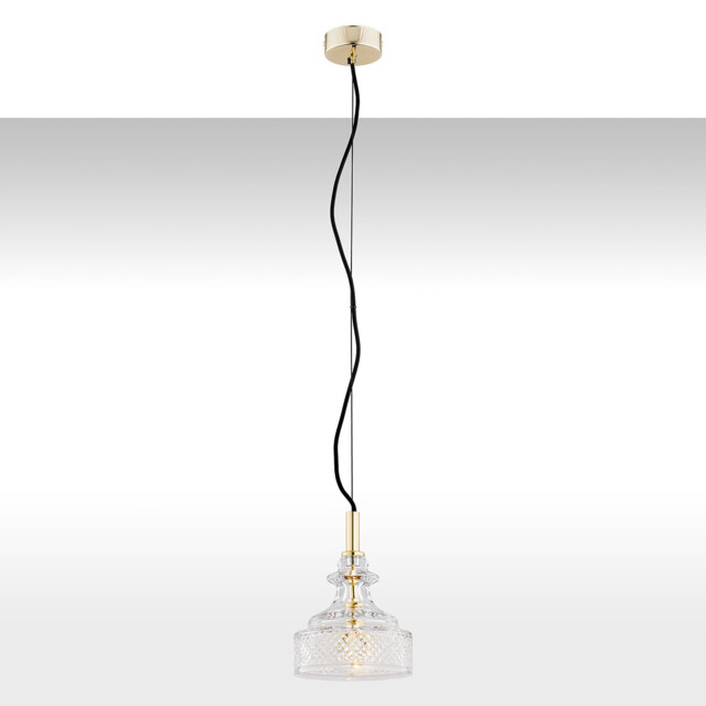 Cruz Dome Pendant Ceiling Light Transparent, Brass Steel - image 1