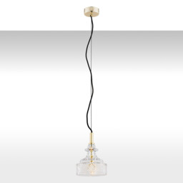 Cruz Dome Pendant Ceiling Light Transparent, Brass Steel - thumbnail 1