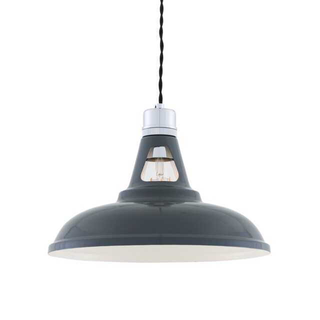 Vienna Industrial Dome Pendant, Chrome, Grey