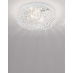 Clam 2 Light Bathroom Ceiling Light Clear Glass White Metal LED E27 IP44 - thumbnail 2