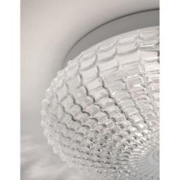 Clam 2 Light Bathroom Ceiling Light Clear Glass White Metal LED E27 IP44 - thumbnail 5